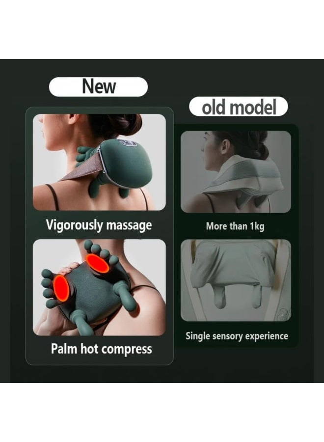 Bionic heated massager, wireless portable acupressure neck and back massager, electric deep tissue 4D kneading massage, simulates human hand design, relieves pain and relaxes muscles (green). - Image 5